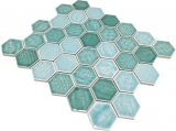 Handmuster Mosaikfliese Keramik Mosaik Hexagonal grn glnzend Fliesenspiegel Dusche MOS11K-SAN5_m