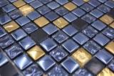 Glasmosaik Naturstein Mosaikfliese schwarz anthrazit gold Badezimmer Kche Fliesenspiegel Spritzschutz - MOS92-650