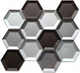 Handmuster Mosaikfliese Glasmosaik Kombihexagonal 3D-Optik mix Wand Kche Badezimmer MOS88-XB159_m