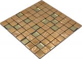 Handmuster Mosaikfliese Glasmosaik Kombi EP gold Kchenrckwand Badezimmer MOS88-XCG03_m