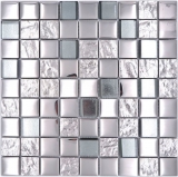 Handmuster Mosaikfliese Glasmosaik Kombi EP silber metall Kche Fliesenspiegel MOS88-XCB5_m