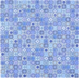 Handmuster Mosaikfliese Glasmosaik Kombi Retro Biscuit blau Fliesenspiegel Bad MOS78-RB33_m