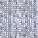 Handmuster Mosaikfliese Glasmosaik Kombi Retro wood graublau dark dunkel Badezimmer Kche MOS78-W49_m