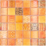 Handmuster Mosaikfliese Glasmosaik Kombi Forest orange Kche Badezimmer Wand MOS78-W48_m