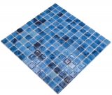 Schwimmbadmosaik Poolmosaik Glasmosaik blau changierend glnzend Wand Boden Kche Bad Dusche MOS220-P56255