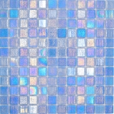 Schwimmbadmosaik Poolmosaik Glasmosaik hellblau irisierend mehrfarbig glnzend Wand Boden Kche Bad Dusche MOS220-P55251