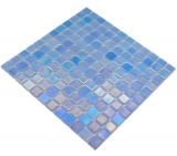 Schwimmbadmosaik Poolmosaik Glasmosaik hellblau irisierend mehrfarbig glnzend Wand Boden Kche Bad Dusche MOS220-P55251