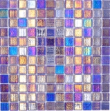 Schwimmbadmosaik Poolmosaik Glasmosaik blau lila mehrfarbig irisierend Wand Boden Kche Bad Dusche MOS220-P55255