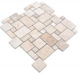 Naturstein Mosaikfliesen Terrasse Travertin beige matt Wand Boden Kche Bad Dusche MOS40-FP46