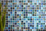 Handmuster Glasmosaik Mosaikfliese blau glnzend Bird Wand Kche Bad Dusche MOS68-WL74_m