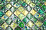 Handmuster Glasmosaik Mosaikfliese grn glnzend Pfau Wand Kche Bad Dusche MOS68-WL84_m