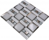 Handmuster Glasmosaik Mosaikfliese weiss silber glnzend Wand Kche Bad Dusche MOS88-SQ98_m