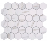 Keramik Mosaik Hexagon Calacatta Sechseck wei graubraun matt MOS11G-0112