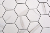 Keramik Mosaik Hexagon Calacatta Sechseck wei graubraun matt MOS11G-0112