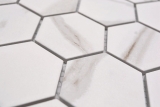 Keramik Mosaik Hexagon Calacatta Sechseck wei graubraun matt MOS11G-0112