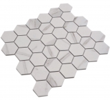 Keramik Mosaik Hexagon Calacatta Sechseck wei graubraun matt MOS11G-0112