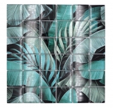 Glasmosaik Mosaikfliese Regenwald Grn Schwarz Bltter Optik MOS88-Pic05
