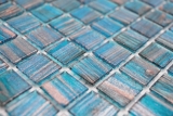 Glasmosaik Mosaikfliese Trkis Blau Perlenzian Kupfer changierend MOS230-G62