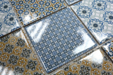 Retro Vintage Mosaik Fliesenspiegel Kchenrckwand wei blau orange grau Fliesenspiegel Patchwork - MOS22B-1404