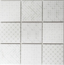 Handmuster Retro Vintage Mosaik Fliese Keramik wei Geo White MOS22B-1401_m