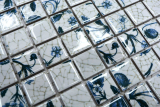 Keramik Mosaik Retro Vintage wei blaue Blume Mosaikfliese Kchenrckwand MOS18D-1404