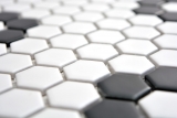 Hexagonale Sechseck Mosaik Fliese Keramik schwarz wei matt Fliesenspiegel Kche Wandfliese Badfliese WC - MOS11A-0103