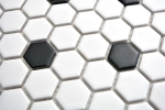 Hexagonale Sechseck Mosaik Fliese Keramik schwarz wei matt Fliesenspiegel Kche Wandverblender Badfliese WC - MOS11A-0301