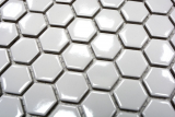 Hexagonale Sechseck Mosaik Fliese Keramik mini wei glnzend Fliesenspiegel Kche Wandverblender Badfliese WC - MOS11A-0102