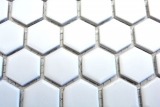 Hexagonale Sechseck Mosaik Fliese Keramik mini wei matt Wand Dusche Fliesenspiegel Wandfliesen Badfliese Kche - MOS11A-0111