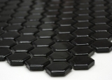 Hexagonale Sechseck Mosaik Fliese Keramik mini schwarz glnzend Wandfliesen Badfliese Fliesenspiegel Kche - MOS11A-0302