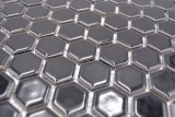 Hexagonale Sechseck Mosaik Fliese Keramik mini schwarz glnzend Wandfliesen Badfliese Fliesenspiegel Kche - MOS11A-0302