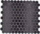 Hexagonale Sechseck Mosaik Fliese Keramik mini schwarz matt Duschrckwand Fliesenspiegel Wandfliese Badfliese - MOS11A-0311