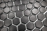 Hexagonale Sechseck Mosaik Fliese Keramik mini schwarz matt Duschrckwand Fliesenspiegel Wandfliese Badfliese - MOS11A-0311