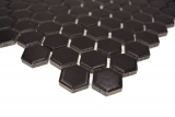 Hexagonale Sechseck Mosaik Fliese Keramik mini schwarz matt Duschrckwand Fliesenspiegel Wandfliese Badfliese - MOS11A-0311