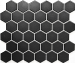 Handmuster Mosaik Fliese Keramik Hexagon schwarz matt Duschrckwand Fliesenspiegel MOS11B-0311_m