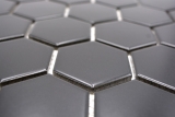 Hexagonale Sechseck Mosaik Fliese Keramik schwarz matt Duschrckwand Fliesenspiegel Kchenrckwand Wand Bad - MOS11B-0311