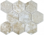 Hexagonale Sechseck Mosaik Fliese Keramik grau XL Zementoptik Kche Fliese WC Badfliese Fliesenspiegel Wand - MOS11F-0202