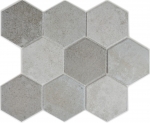 Hexagonale Sechseck Mosaik Fliese Keramik grau XL Zementoptik Kchenfliese WC Badfliese Wandfliese Verblender - MOS11F-0204