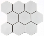 Hexagonale Sechseck Mosaik Fliese Keramik XL wei matt Kchenfliese WC Badfliese Spritzschutz Wandverblender - MOS11F-0111