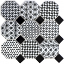 Handmuster Mosaik Fliese Keramik Octagon MISTO wei glnzend schwarz Mosaikwand Kchenrckwand MOSOcta-0301_m