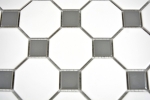 Octagonale Achteck Mosaik Fliese Keramik metallgrau wei matt metall glnzend Fliesenspiegel - MOS13-0122