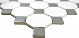 Octagonale Achteck Mosaik Fliese Keramik metallgrau wei matt metall glnzend Fliesenspiegel - MOS13-0122