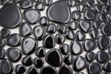 Kieselmosaik Pebbles Keramikdrops schwarz glnzend Duschtasse Fliesenspiegel MOS12-0302