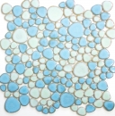 Handmuster Kieselmosaik Pebbles Keramik trkisgrn hellblau Dusche Fliesenspiegel MOS12-0401_m