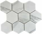 Mosaik Fliese Keramik wei Hexagon Carrara Wandfliesen Badfliese MOS11F-0102_f | 10 Mosaikmatten