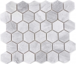 Handmuster Mosaik Fliese Keramik Hexagon Travertin grau matt Fliesenspiegel Kche MOS11G-0202_m