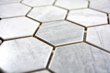 Handmuster Mosaik Fliese Keramik Hexagon Travertin grau matt Fliesenspiegel Kche MOS11G-0202_m