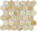 Handmuster Mosaik Fliese Keramik Hexagon Travertin beige matt Fliesenspiegel Kche MOS11G-1202_m