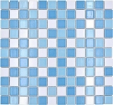 Keramik Mosaik Schwimmbadmosaik Mosaikfliese blau weiss glnzend Duschwand MOS18-0407