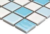 Keramik Mosaik Schwimmbadmosaik Mosaikfliese blau weiss glnzend Duschwand MOS18-0407